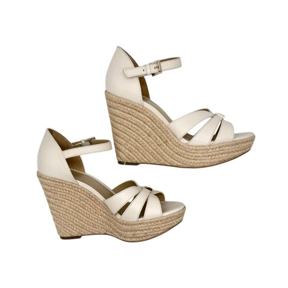 MICHAEL MICHAEL KORS Womens Beige 1" Platform Maggie Wedge Espadrille Shoes - Si - Picture 4 of 8